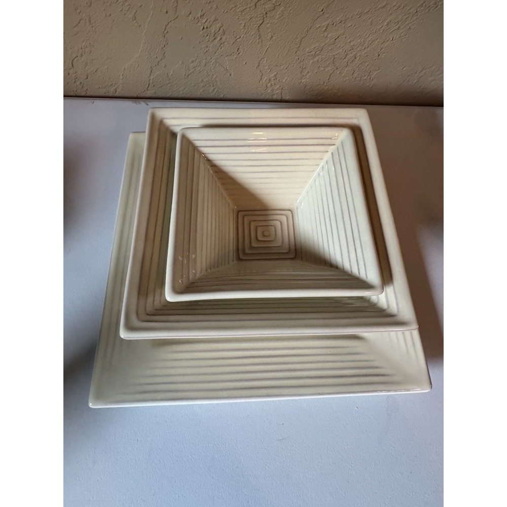 Molde Portugal Ceramic Square Nesting Serving Bowls Platter Set Terracotta Base